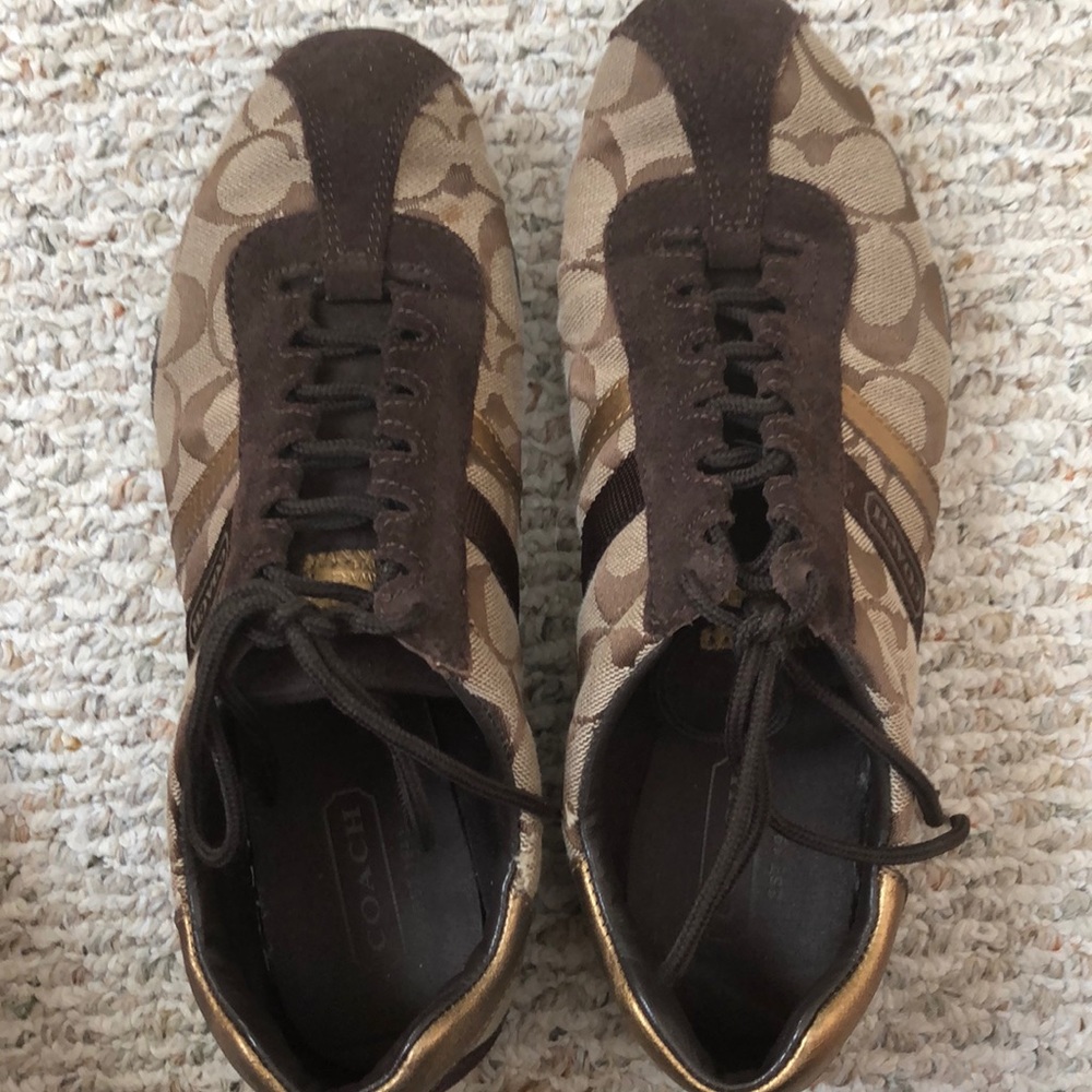 Coach sneakers with gold accents